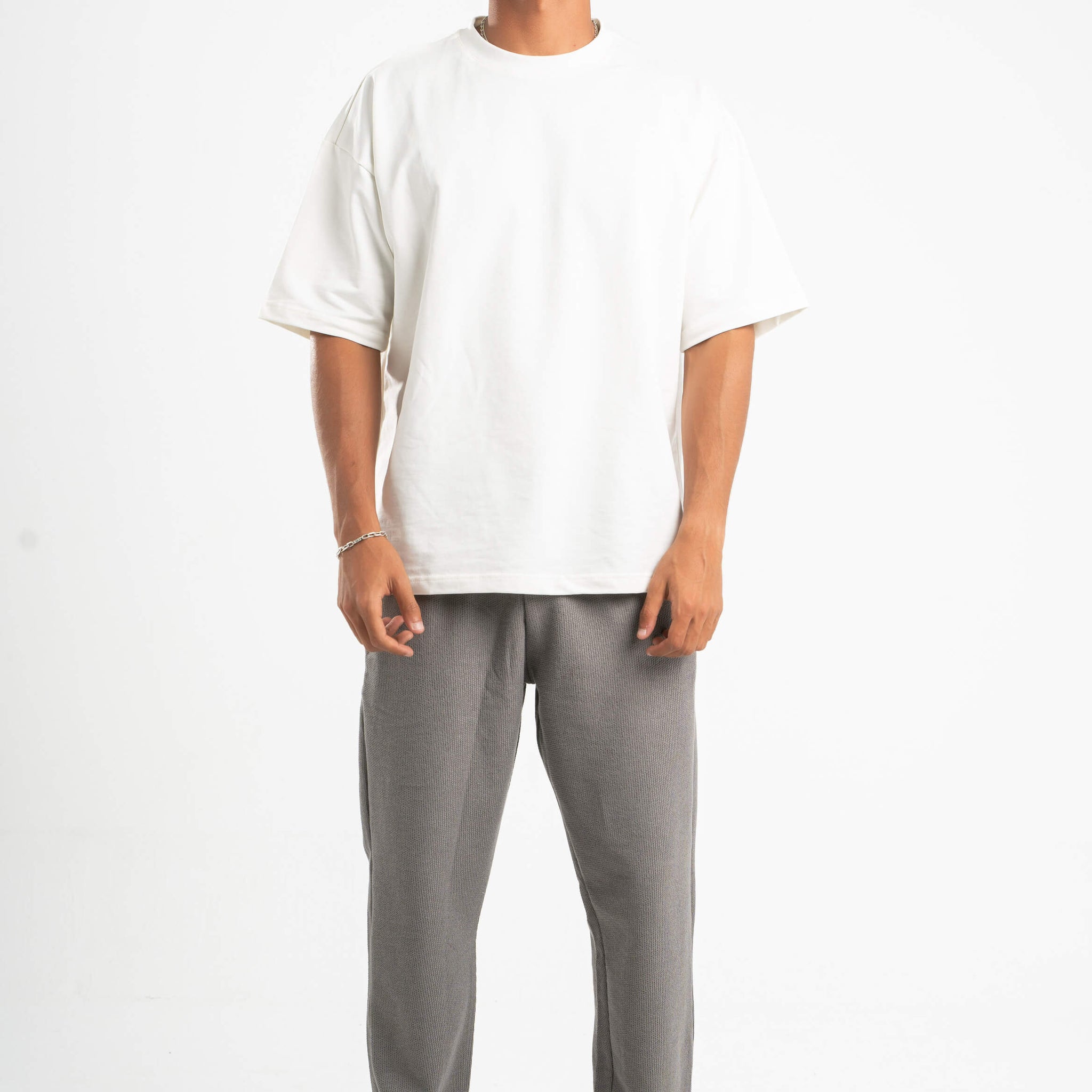 GREY WAFFLE WEAVE PANTS