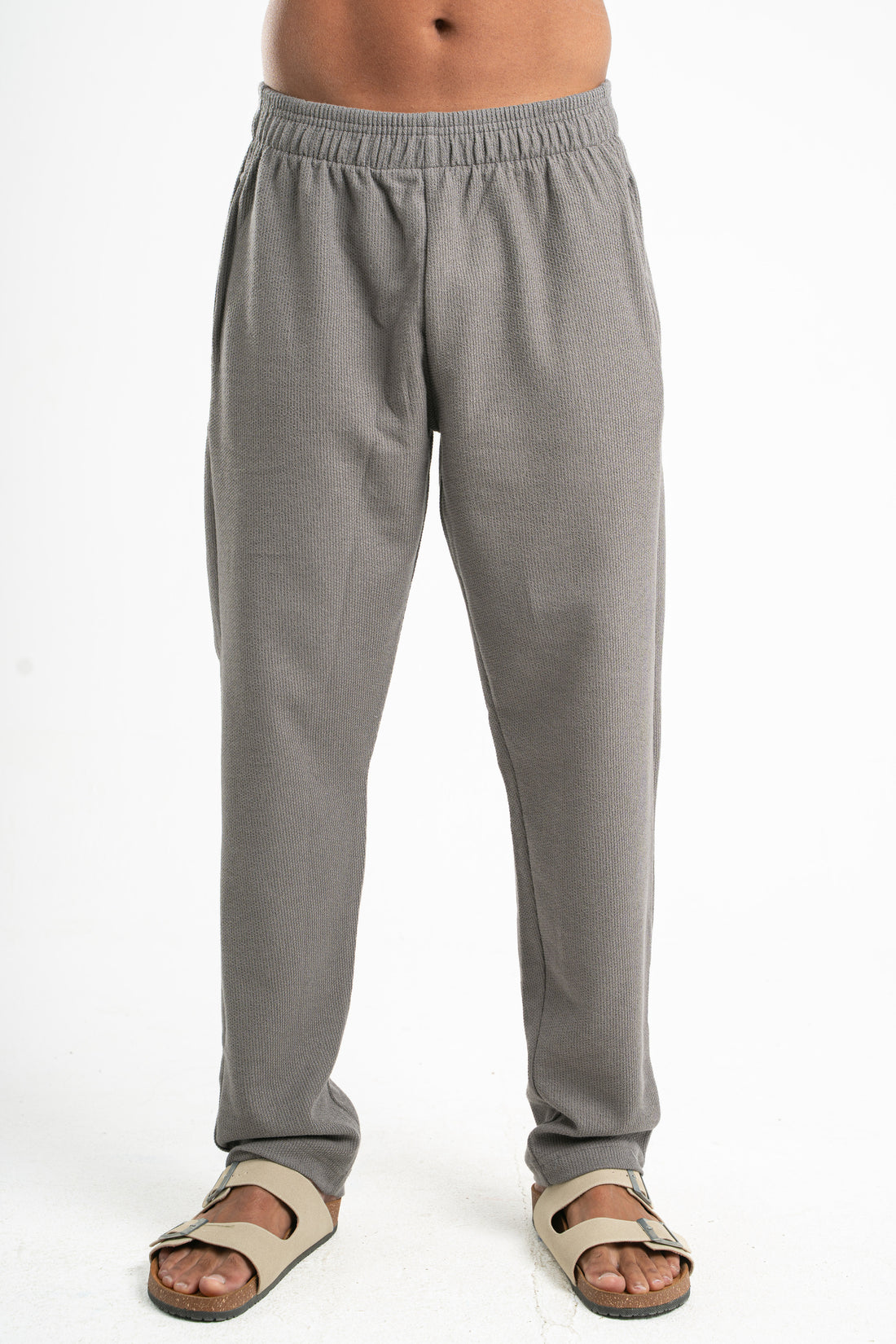 GREY WAFFLE WEAVE PANTS