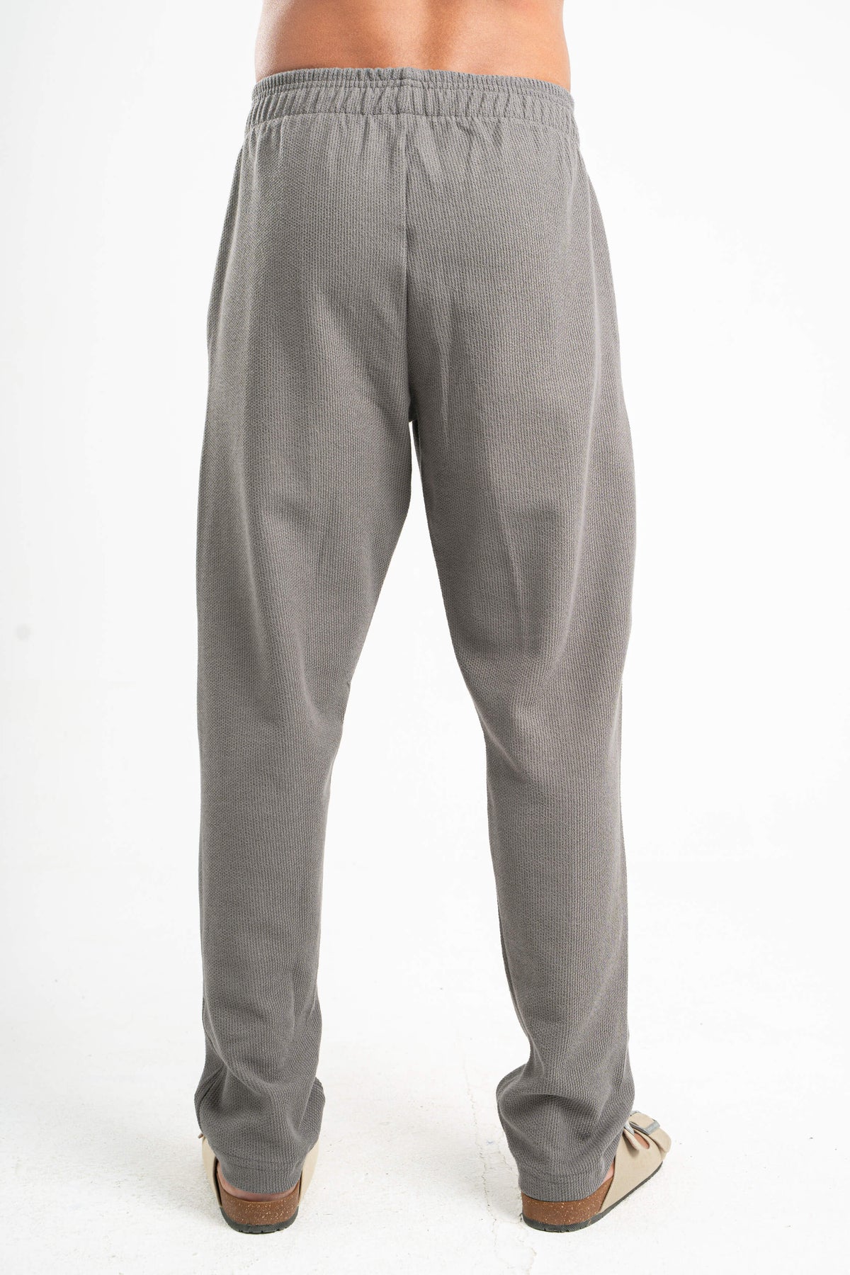 GREY WAFFLE WEAVE PANTS