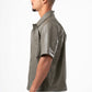 GREYISH GREEN BOXY FAUX-LEATHER SHIRT JACKET