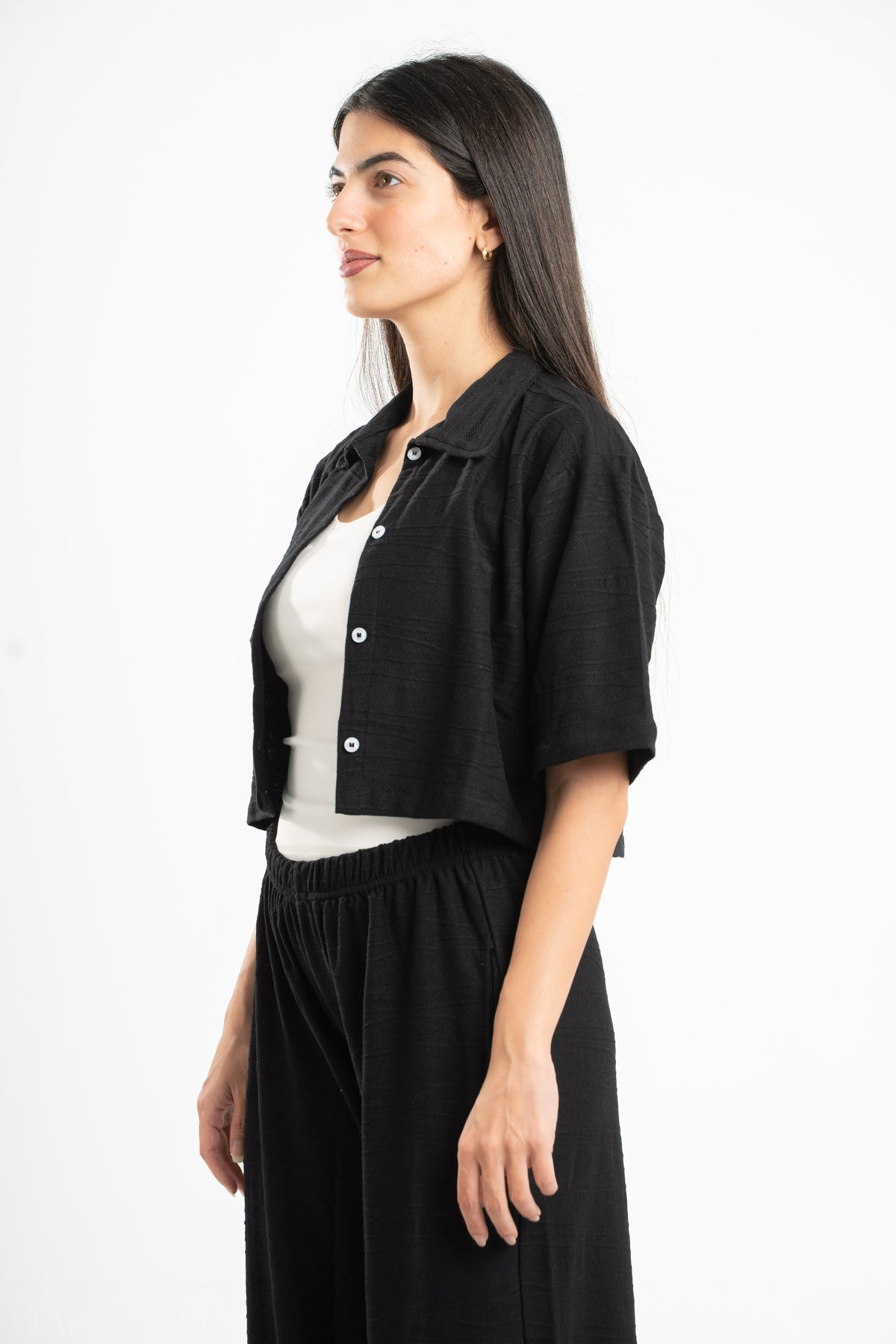 BLACK WAVE TEXTURED SHIRT