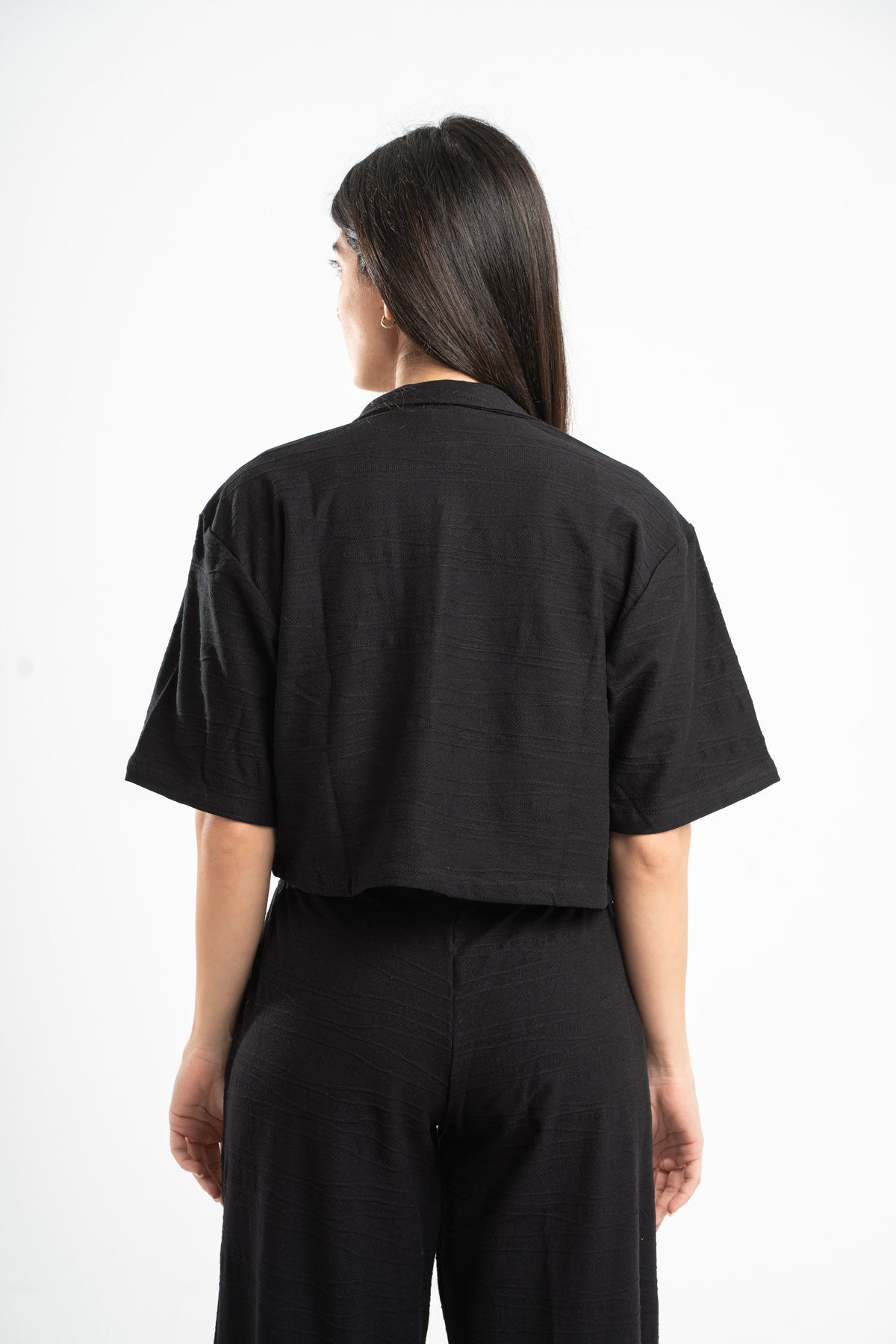 BLACK WAVE TEXTURED SHIRT