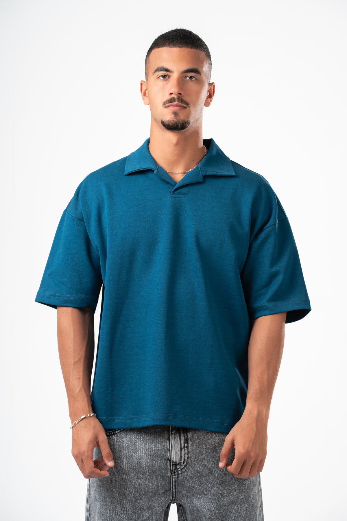 OCEAN BLUE PLAIN POLO SHIRT