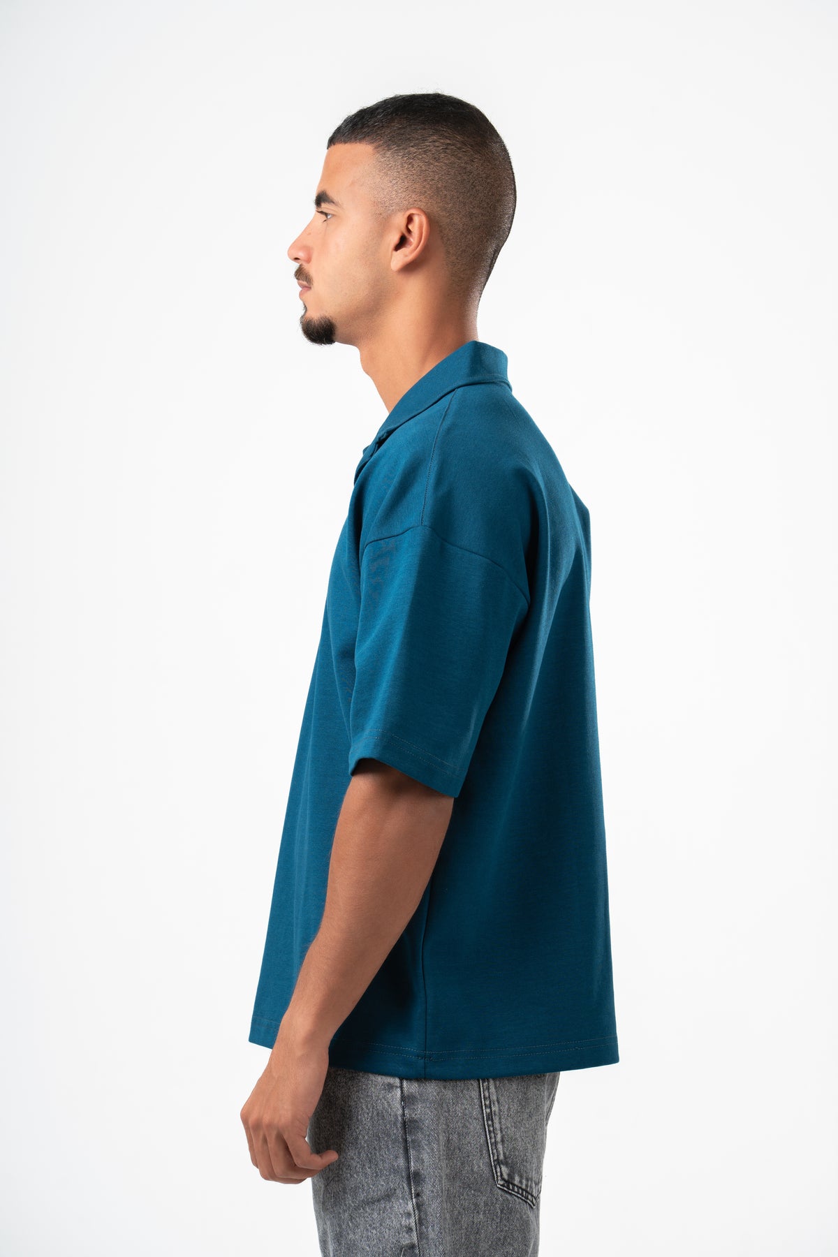 OCEAN BLUE PLAIN POLO SHIRT