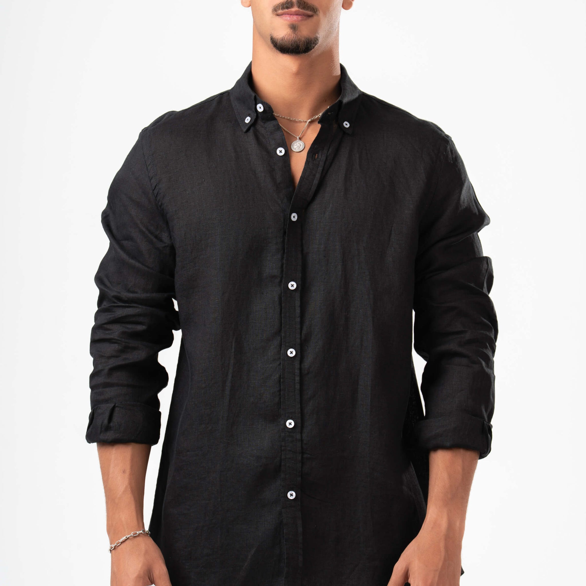 BLACK LINEN SHIRT