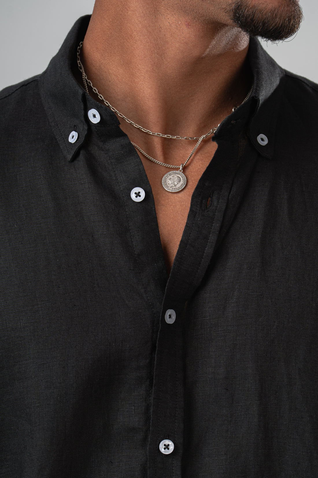 BLACK LINEN SHIRT