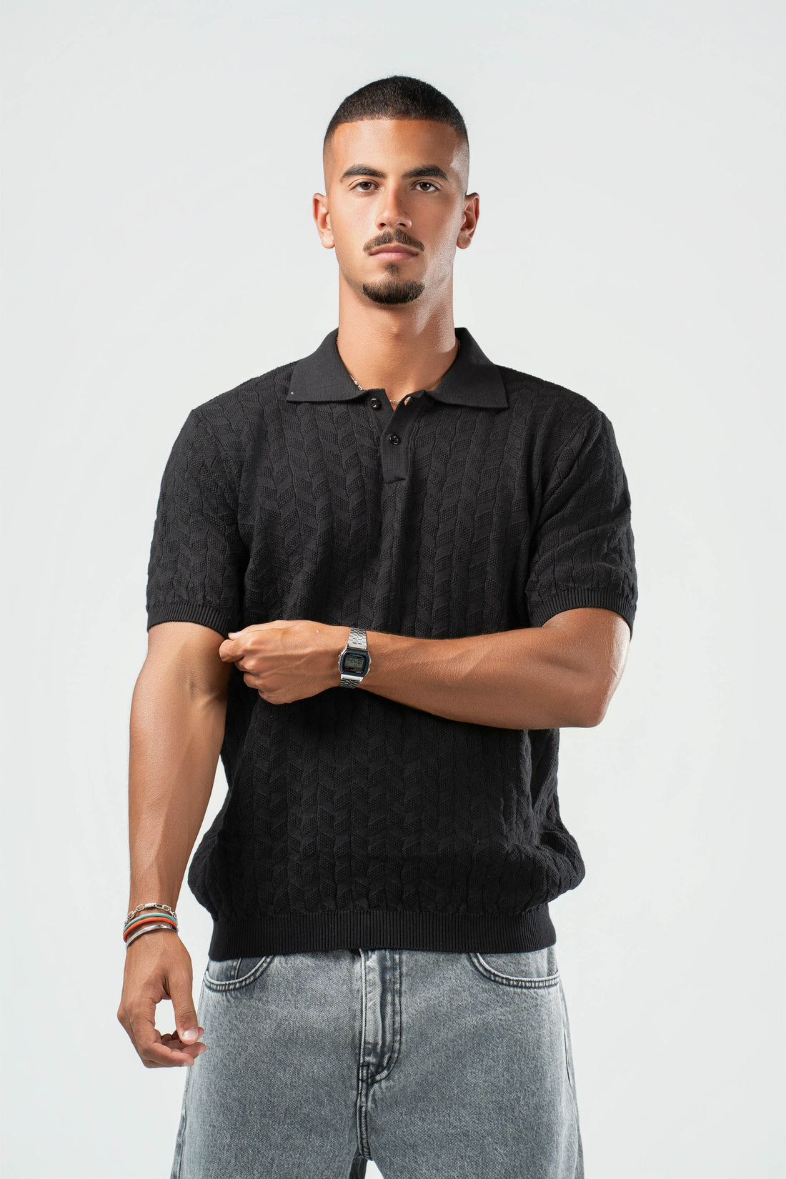 BLACK HEX TWIST POLO