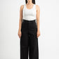 BLACK CLEAN CUT WIDE-LEG PANTS