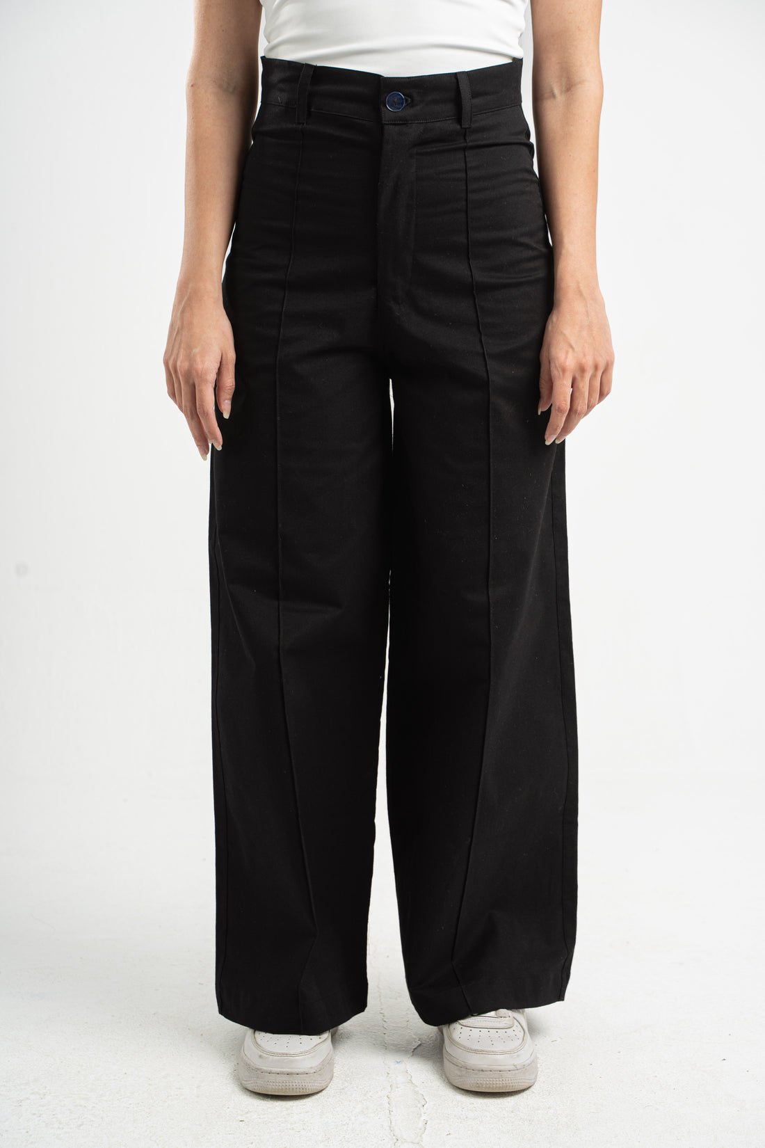 BLACK CLEAN CUT WIDE-LEG PANTS
