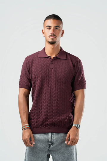 BURGUNDY HEX TWIST POLO