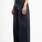 NAVY BLUE CLEAN CUT WIDE-LEG PANTS
