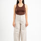 BEIGE CLEAN CUT WIDE-LEG PANTS