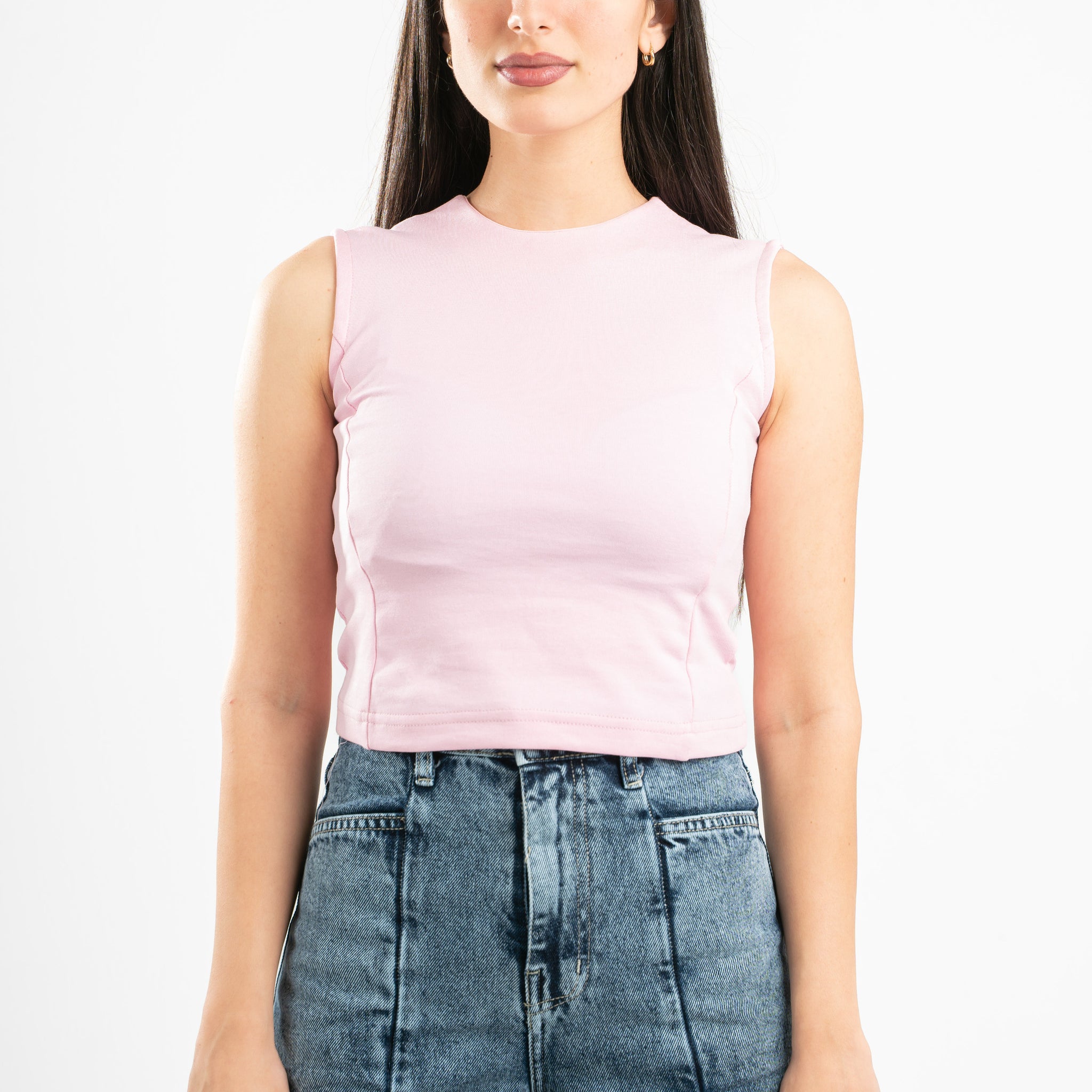 PINK SLEEVELESS FITTED TOP