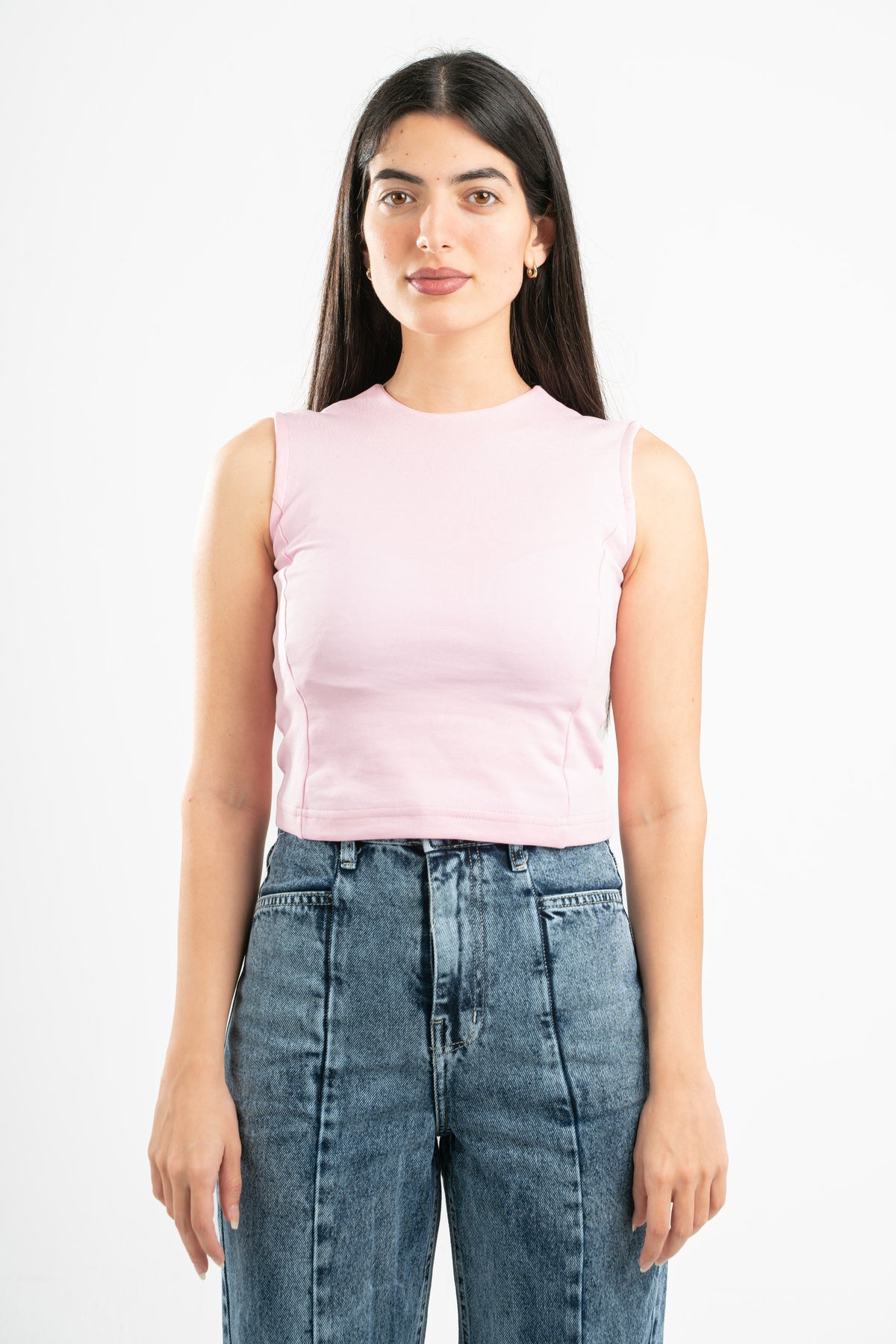 PINK SLEEVELESS FITTED TOP