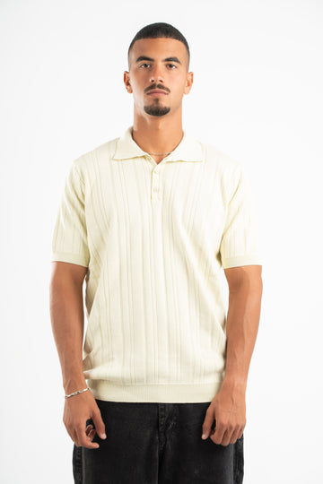 CREAMY RIBBED KNIT POLO 09