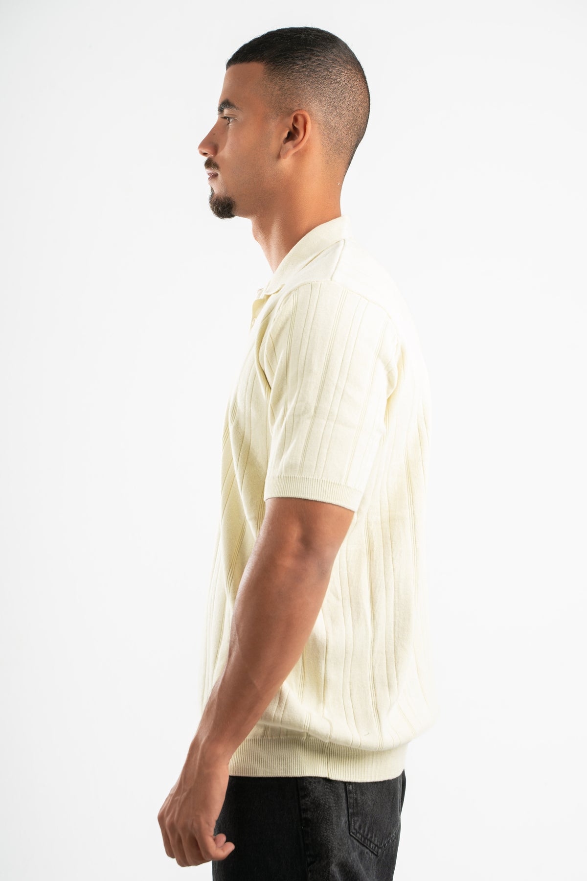 CREAMY RIBBED KNIT POLO 09