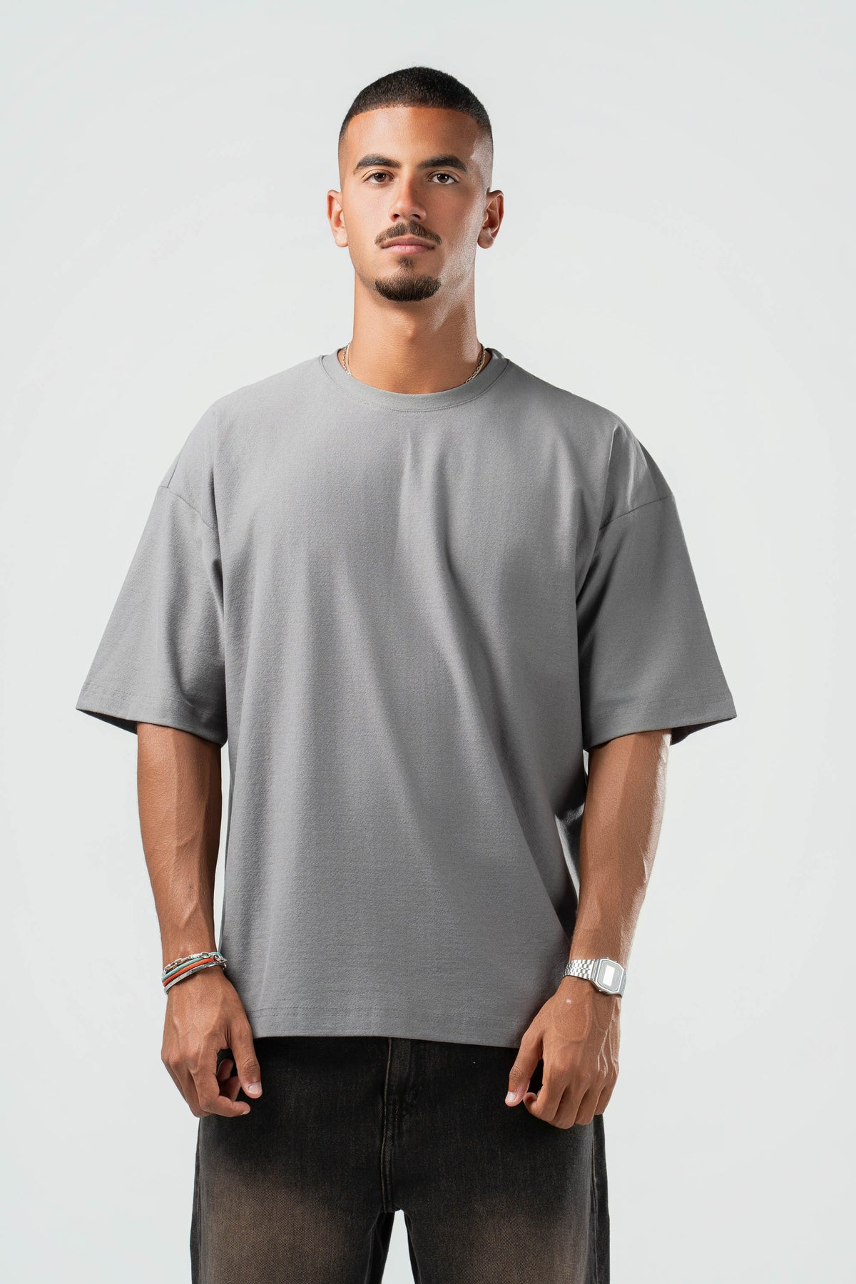 DARK GREY DUSTY BOX-TEE