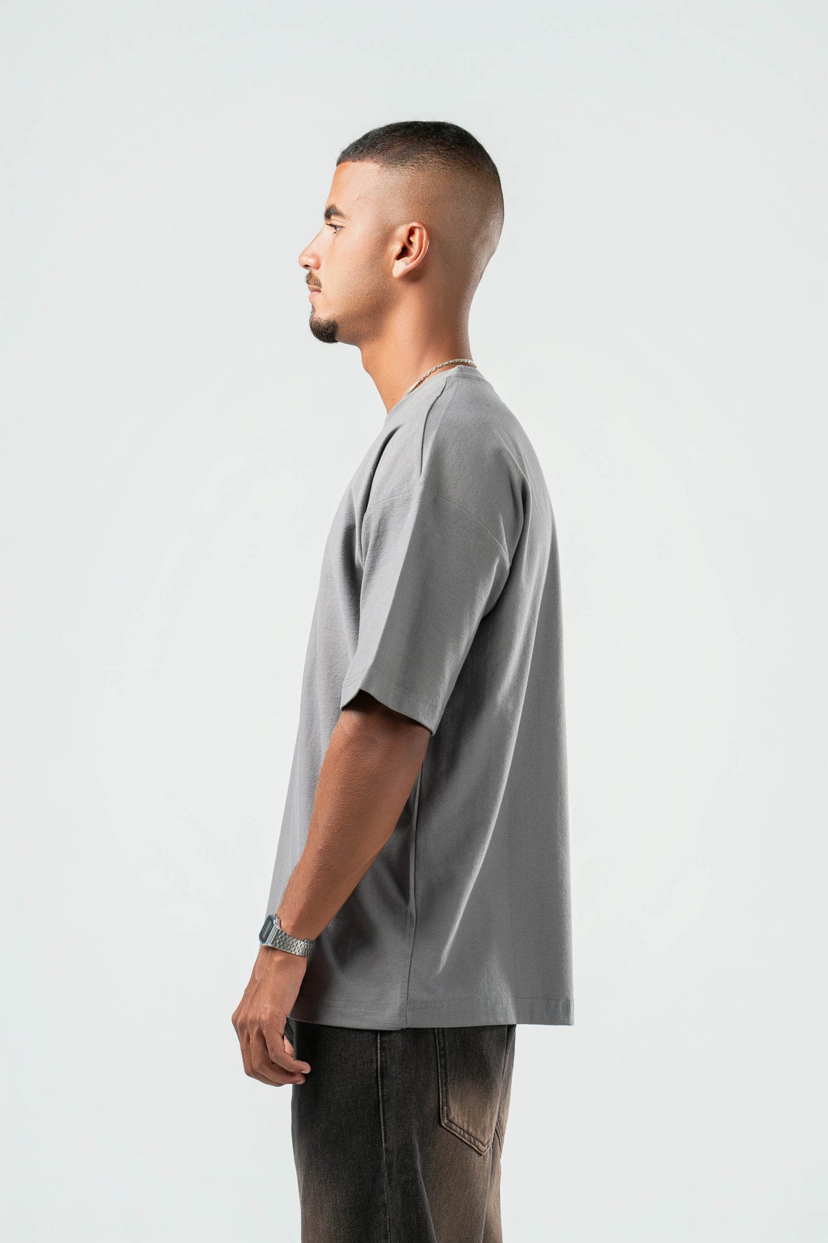 DARK GREY DUSTY BOX-TEE