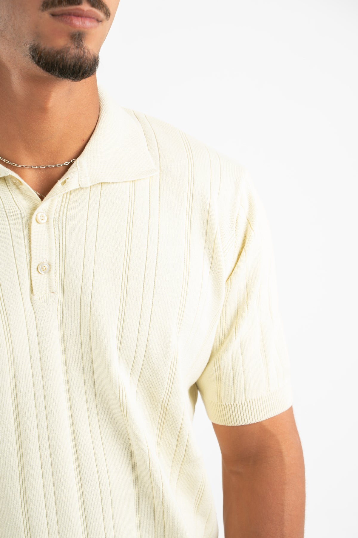 CREAMY RIBBED KNIT POLO 09
