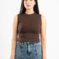 BROWN SLEEVELESS FITTED TOP