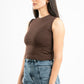 BROWN SLEEVELESS FITTED TOP