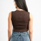 BROWN SLEEVELESS FITTED TOP