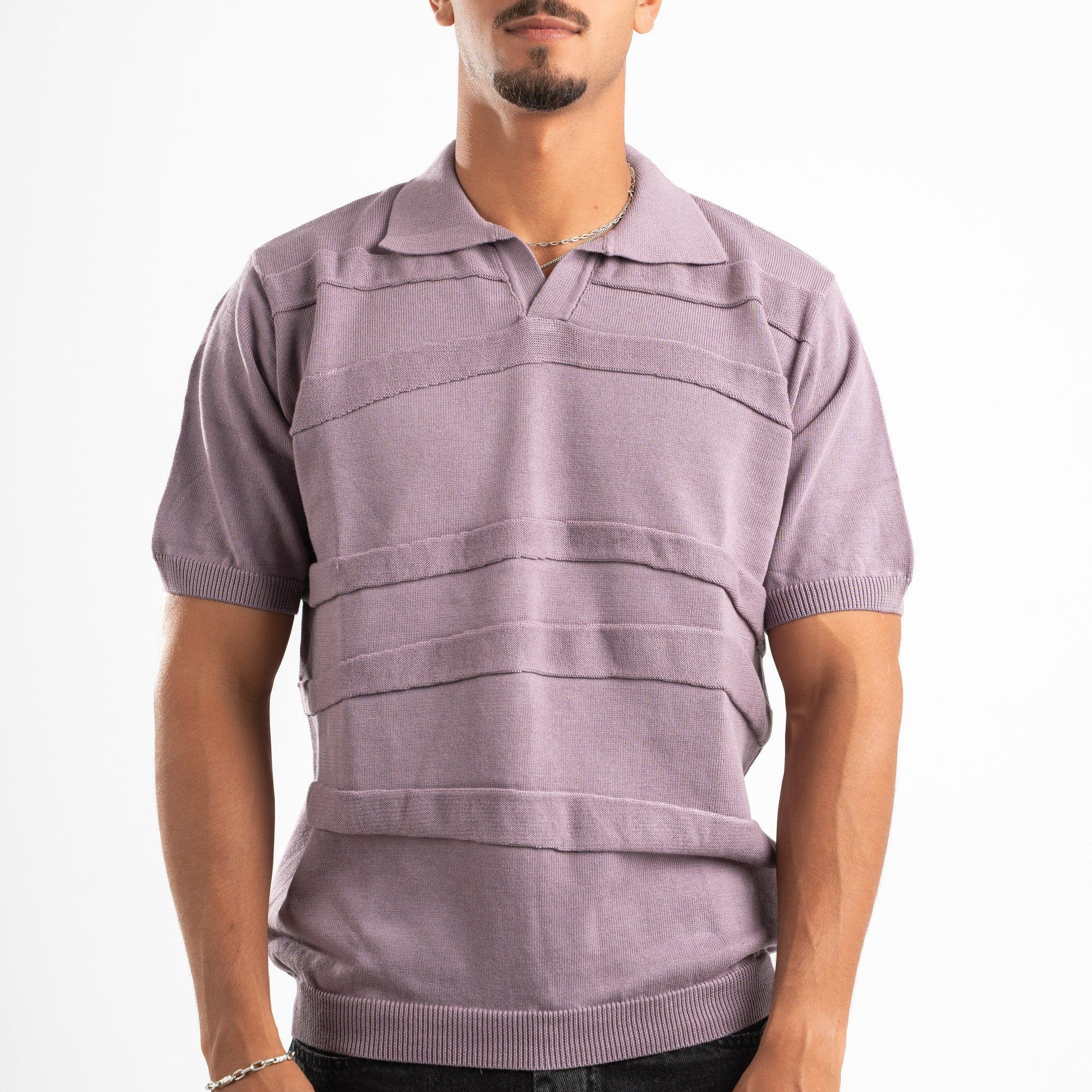 PURPLE RAW LINES KNIT POLO