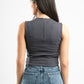 DARK GREY SLEEVELESS FITTED TOP