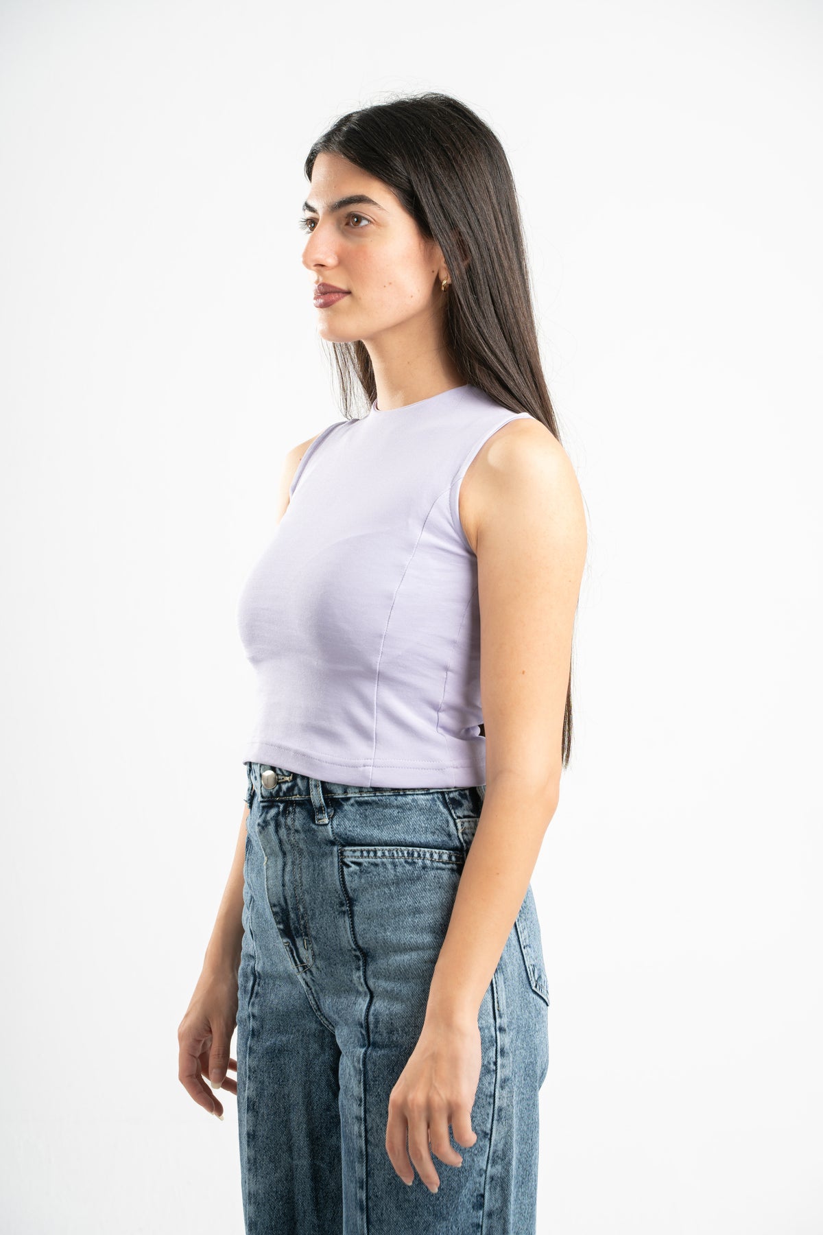 LAVENDER SLEEVELESS FITTED TOP