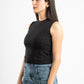 BLACK SLEEVELESS FITTED TOP