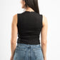 BLACK SLEEVELESS FITTED TOP
