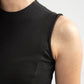 BLACK SLEEVELESS FITTED TOP