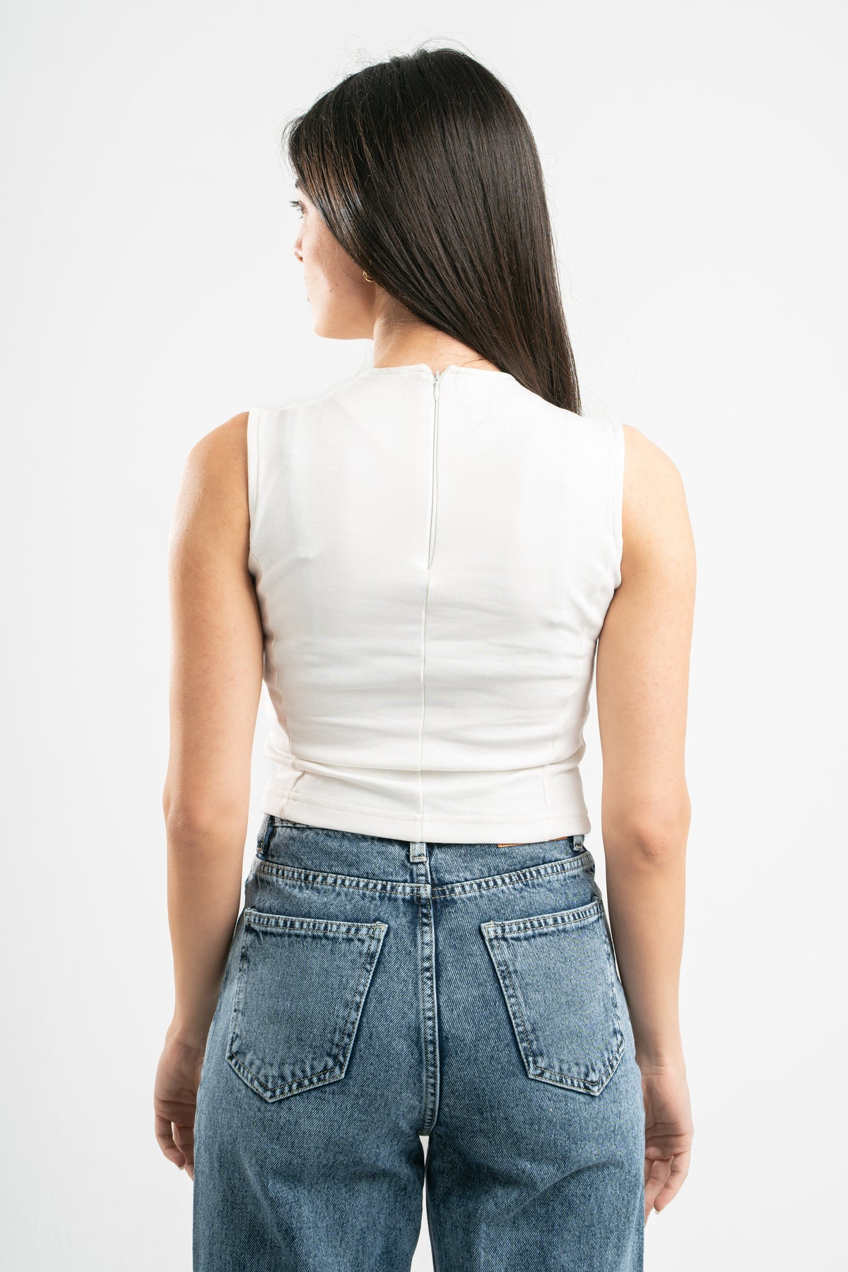 OFF-WHITE SLEEVELESS FITTED TOP