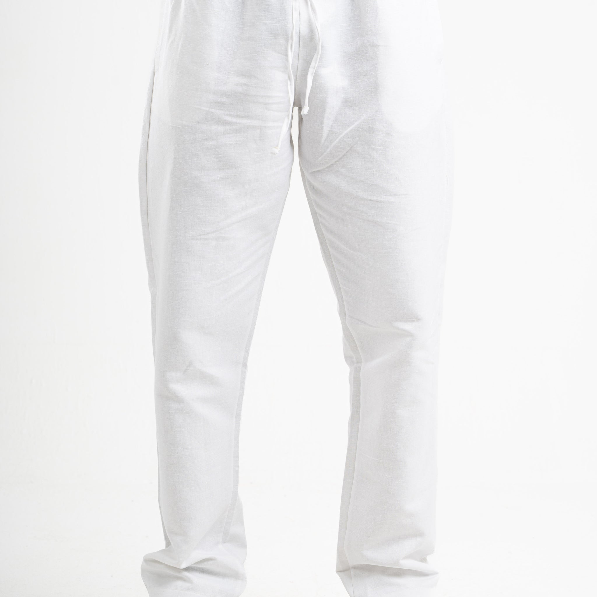 OFF-WHITE REGULAR FIT LINEN PANTS