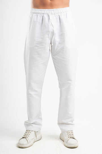 OFF-WHITE REGULAR FIT LINEN PANTS