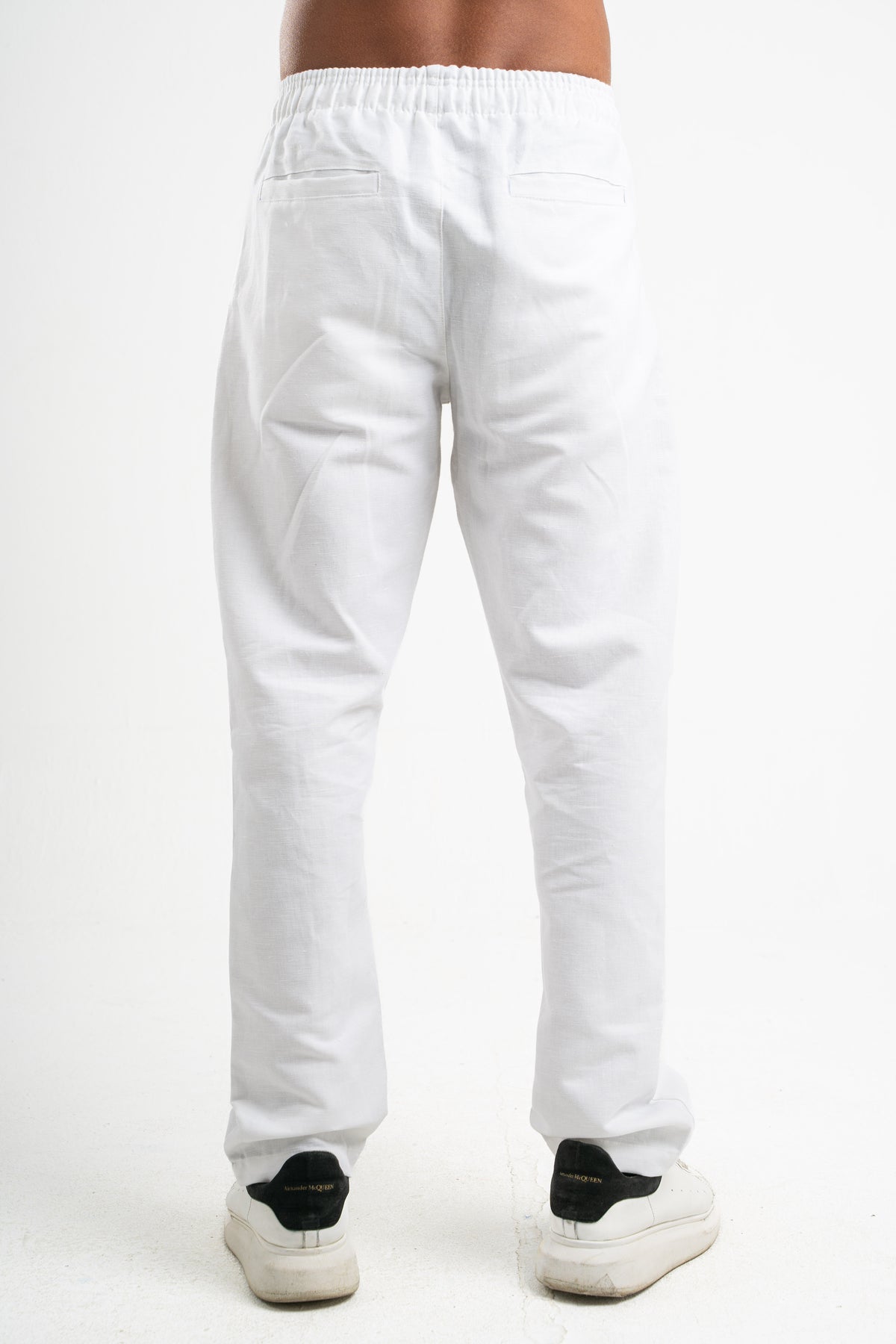 OFF-WHITE REGULAR FIT LINEN PANTS