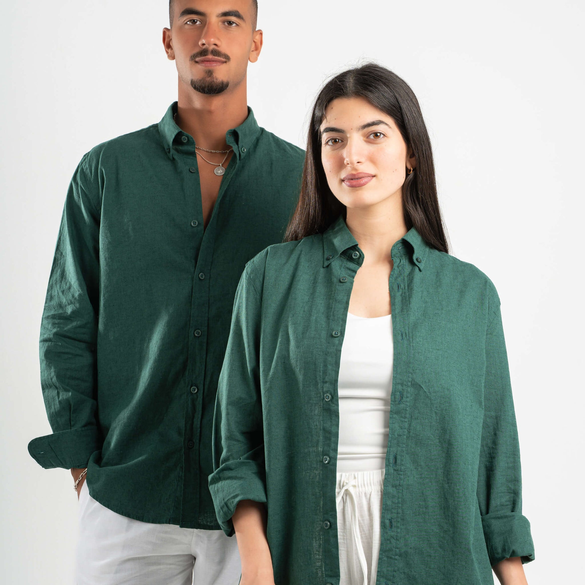 DARK GREEN LINEN SHIRT