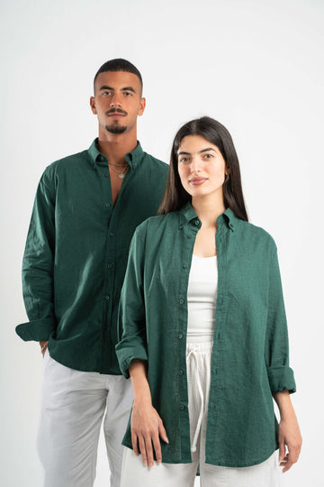 DARK GREEN LINEN SHIRT