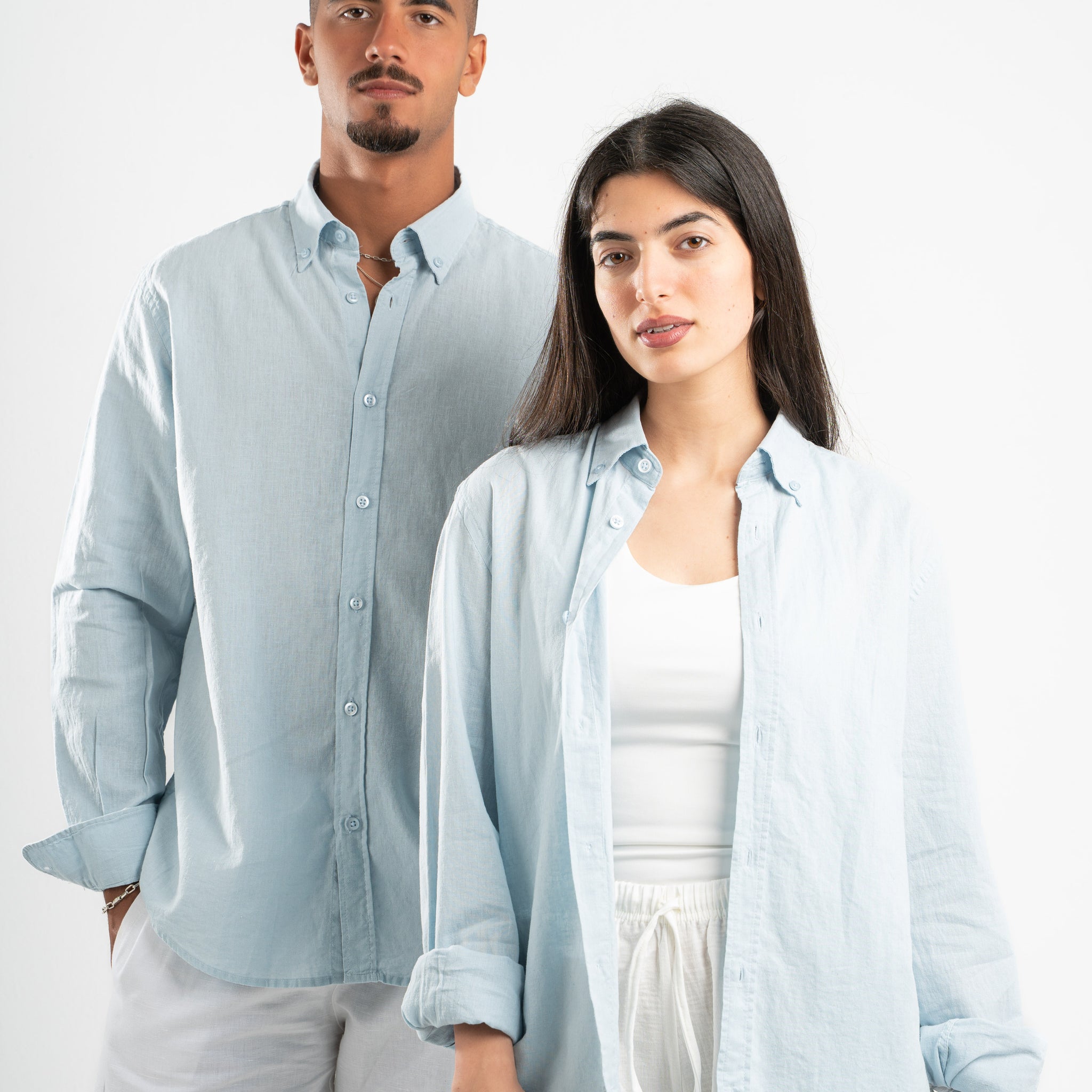 SKY-BLUE LINEN SHIRT