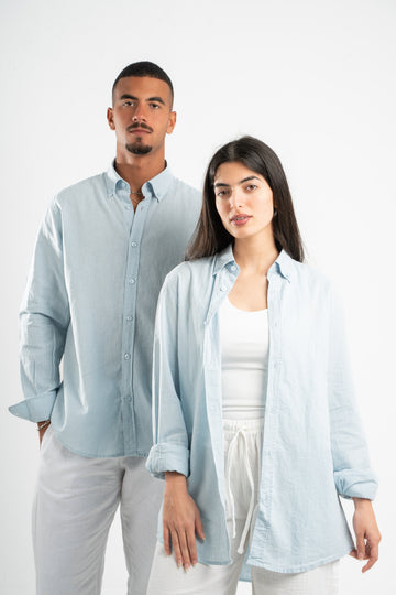SKY-BLUE LINEN SHIRT