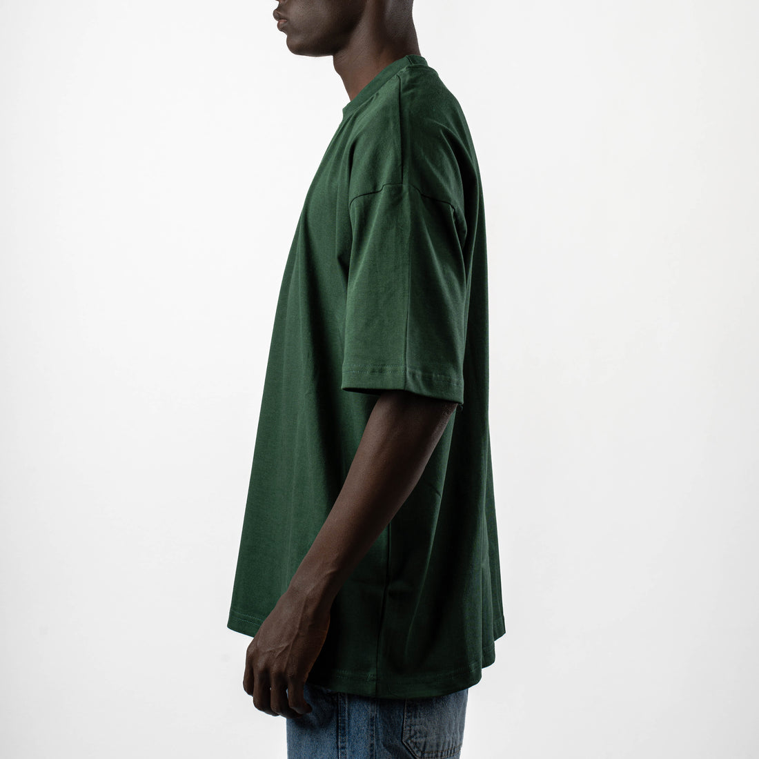 DARK GREEN ORGANDY OVER-SIZED T-SHIRT