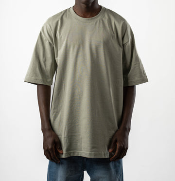 KHAKI GREEN ORGANDY OVERSIZED T-SHIRT