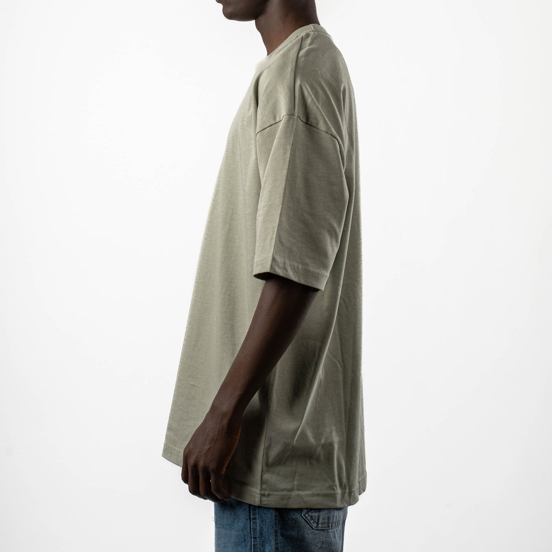 KHAKI GREEN ORGANDY OVERSIZED T-SHIRT