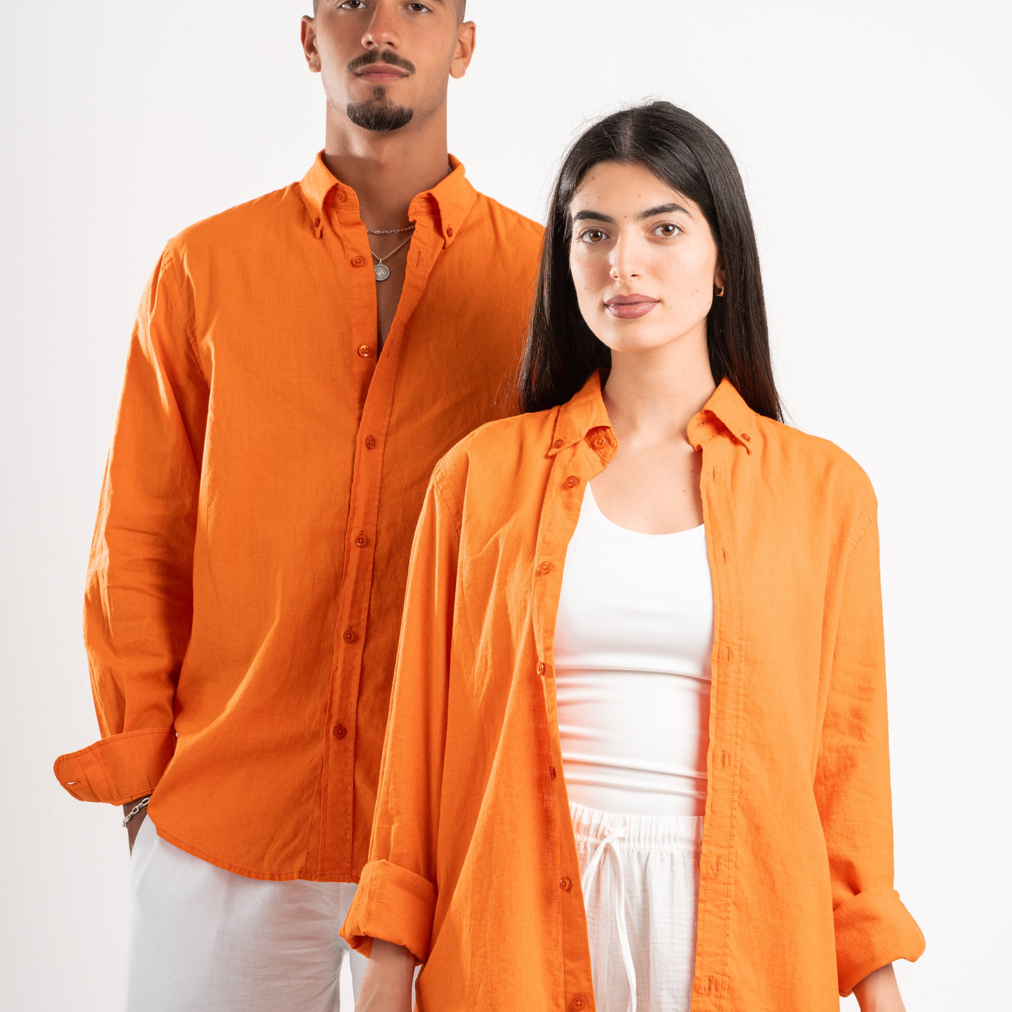 ORANGE LINEN SHIRT