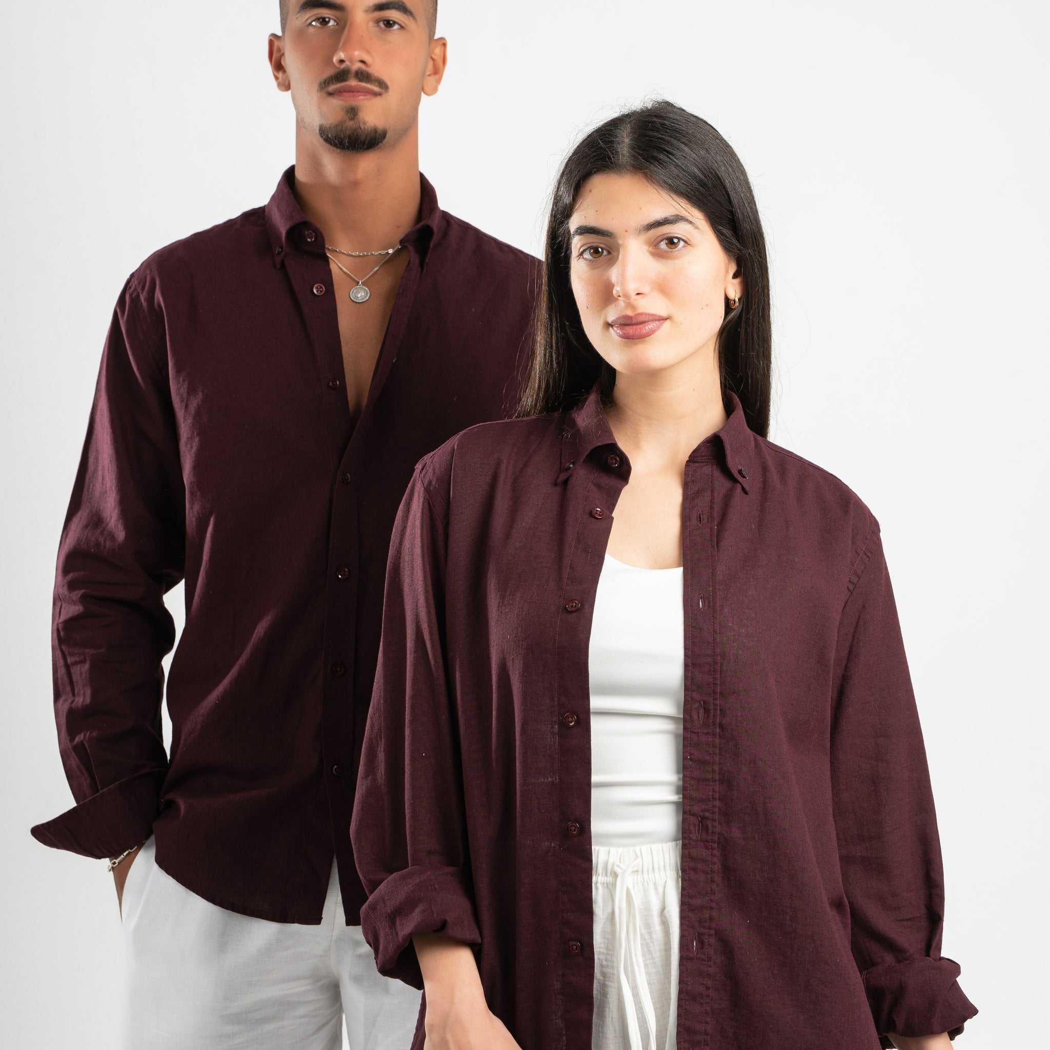 BURGUNDY LINEN SHIRT