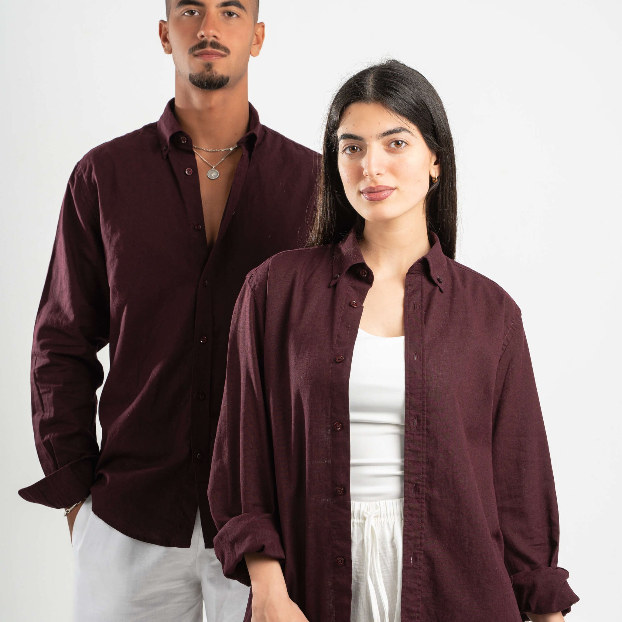 BURGUNDY LINEN SHIRT