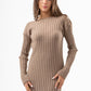 BEIGE RIBBED LONG DRESS