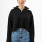 BLACK CROPPED KNITTED QUARTER ZIP