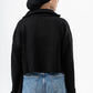BLACK CROPPED KNITTED QUARTER ZIP