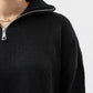 BLACK CROPPED KNITTED QUARTER ZIP